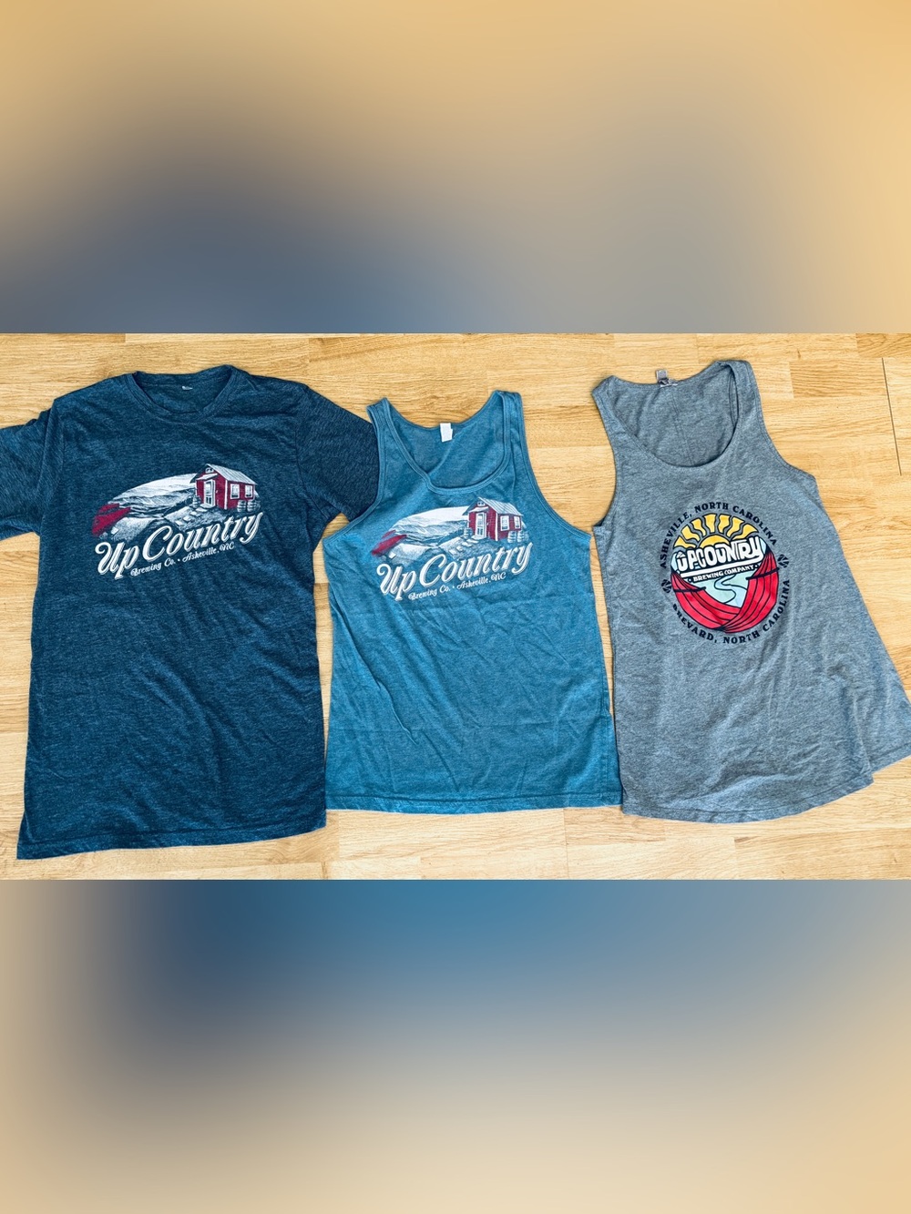 Lot of 3 Up Country Brewing Co. Asheville NC Tops WOMEN SMALL